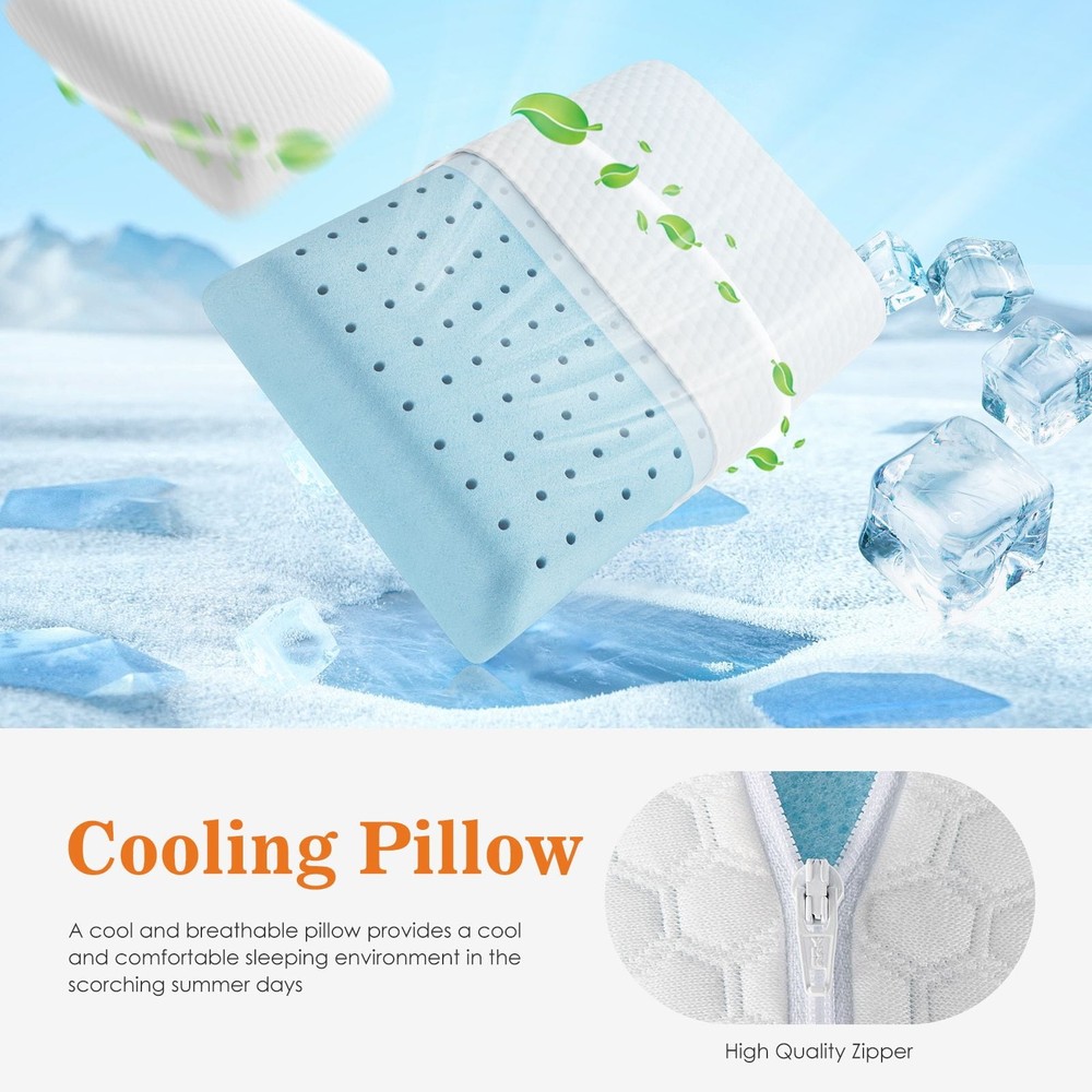 Memory Foam Pillow Standard Size, Soft Comfortable Bed Pillow 1 Pack