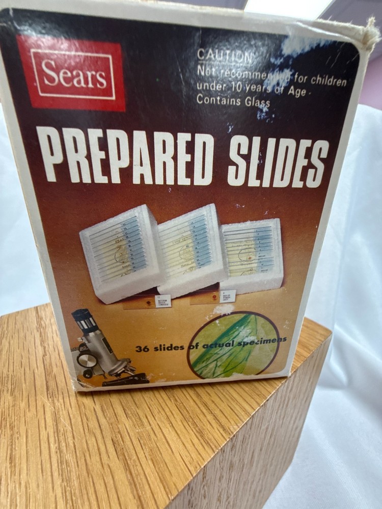 Sears Prepared Microscope Slides Set 36 Specimens Science Education Lab Kit
