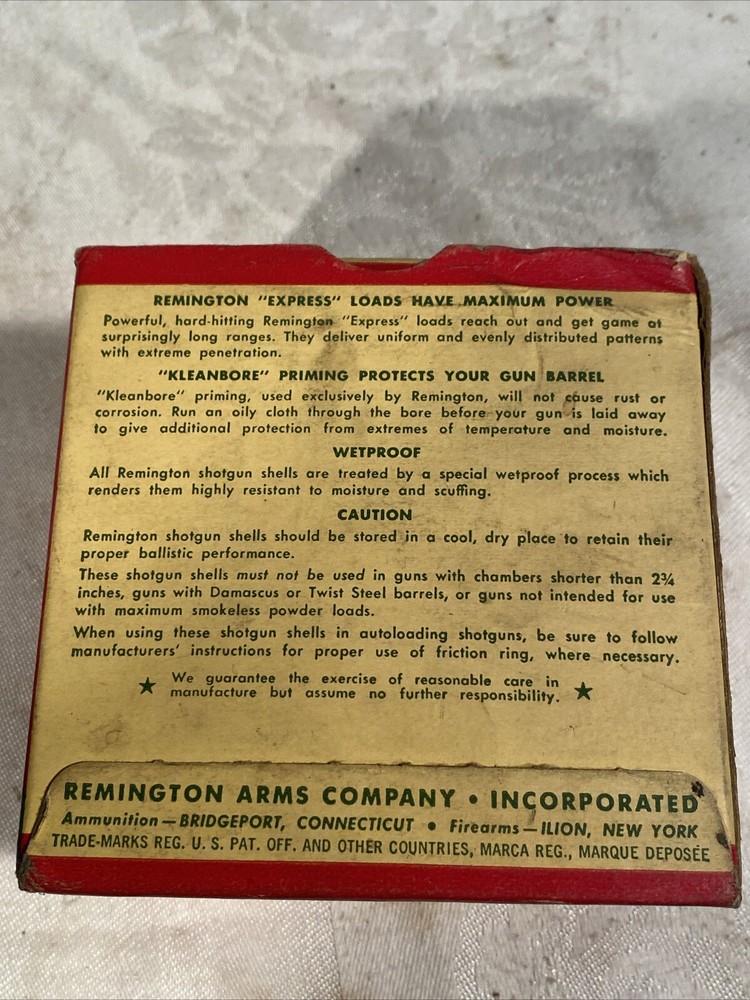 Vintage Remington Express Extra Long Range 12ga Shotgun Shell Ammo Box EMPTY