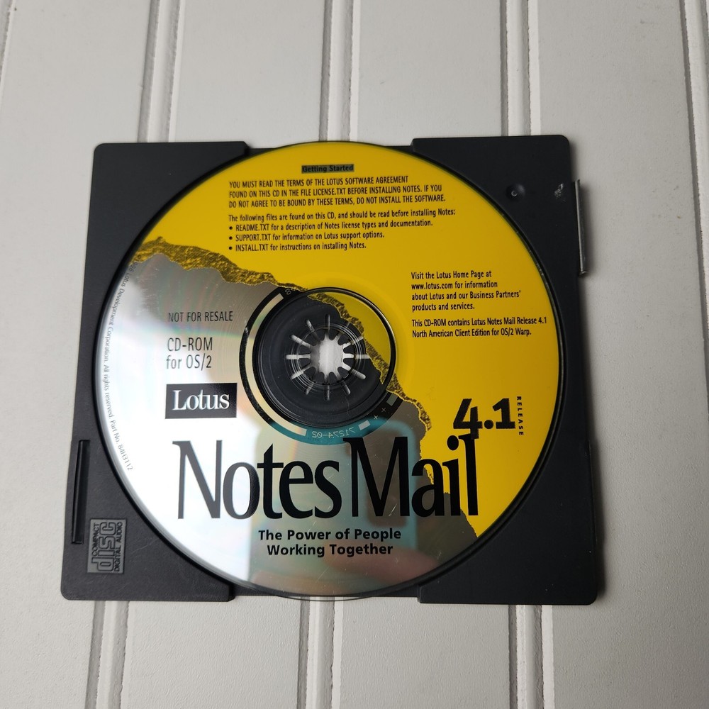 Lotus Software Notes 4.1 Disk Only Vintage
