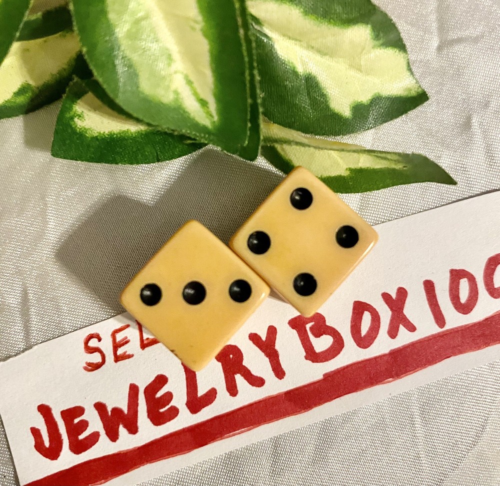 TWO Bakelite Cream Corn Dice Die Cube 5/8”