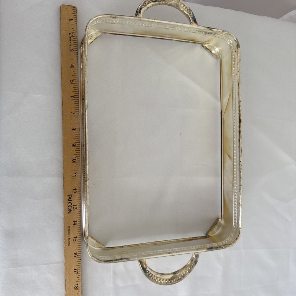 Reed & Barton Silver Plate MH504 Rectangular Baking Dish Stand Approx 14" by 10"