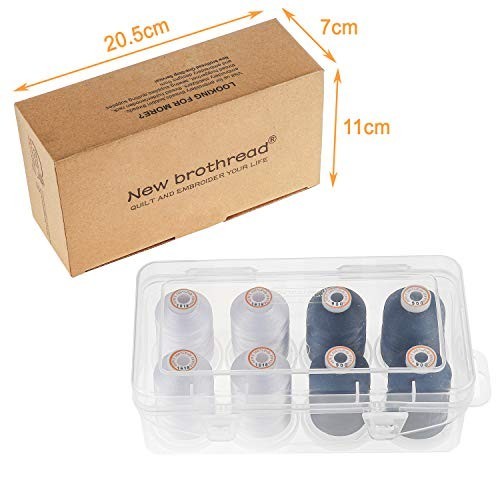 1000m Polyester Embroidery Thread Set - 8 Spools with Clear Storage Box for Quil