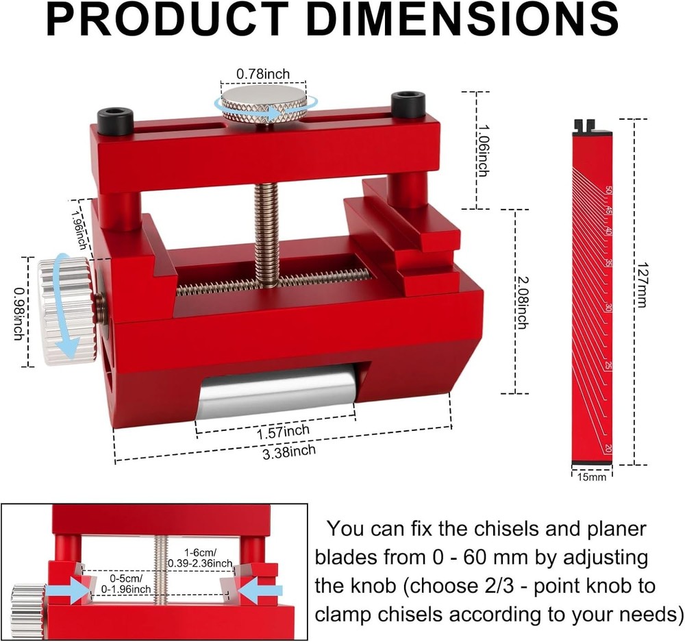 Professional Chisel Sharpening Jig with Angle Guide & Non-Slip Sharpening Base