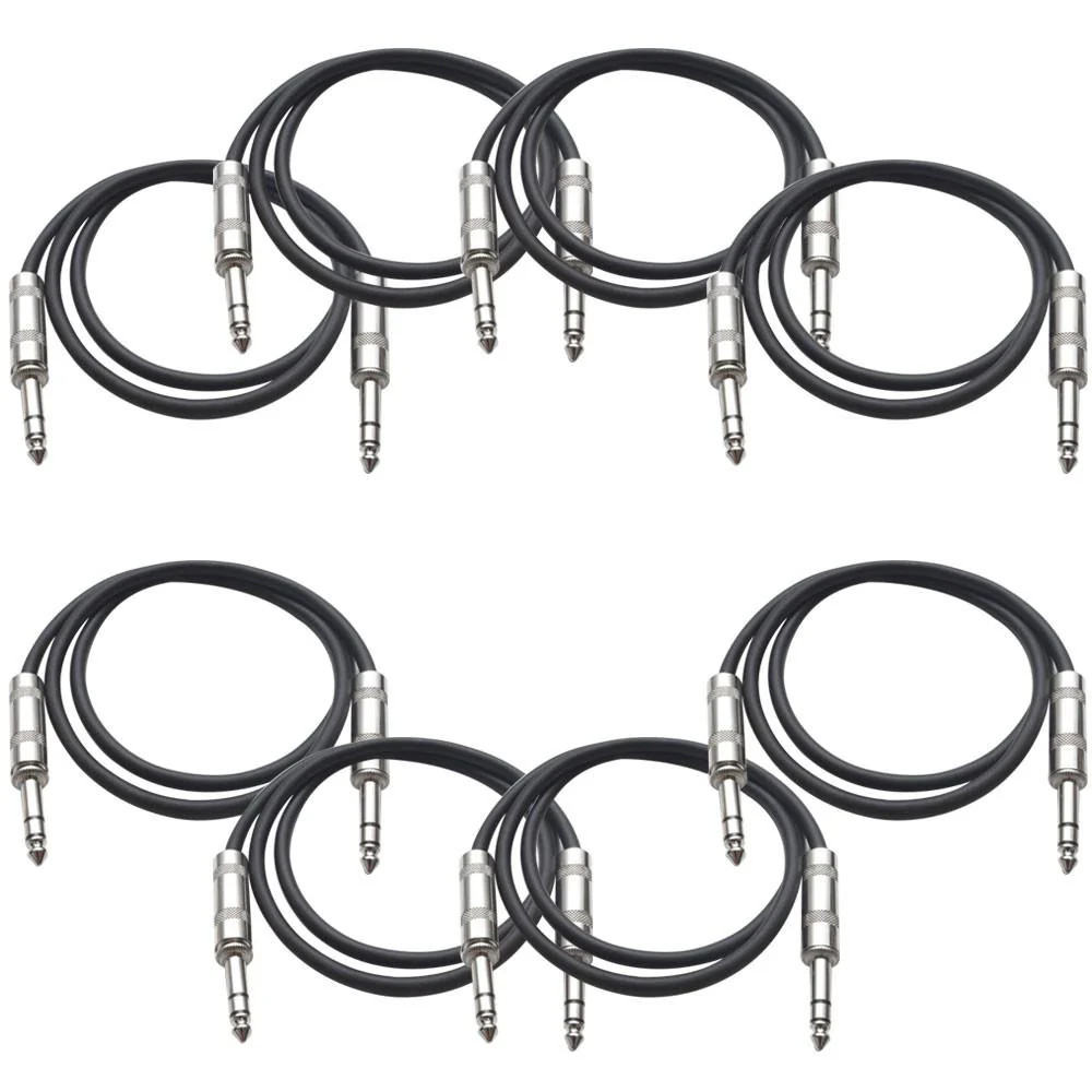 8 Pack Black 2 Foot TRS Patch Cables SATRX-2