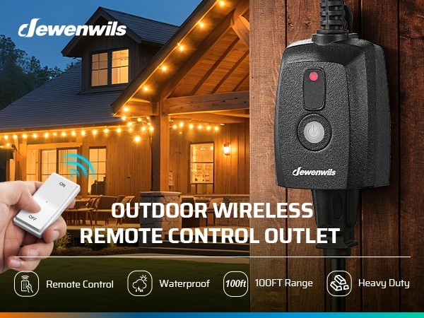 DEWENWILS Outdoor Remote Control Switch for Lights 15A 1875W 100FT Range