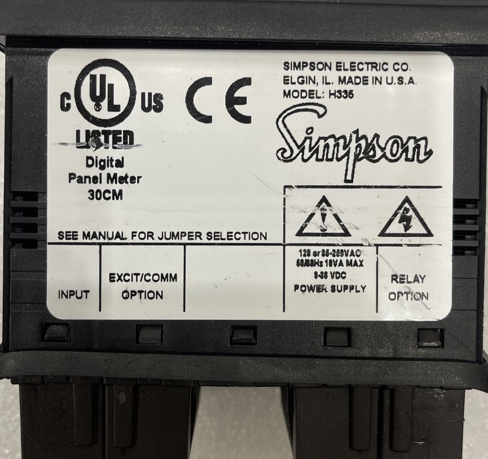 SIMPSON ELECTRIC CO H335-03-71-0-2-2, SERIES 3 DIGITAL PANEL METER, CONTROLLER