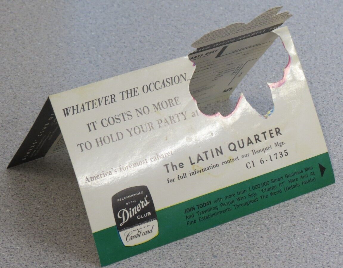 Latin Quarter New York Souvenir Program Playbill Menu Diner's Club Membership
