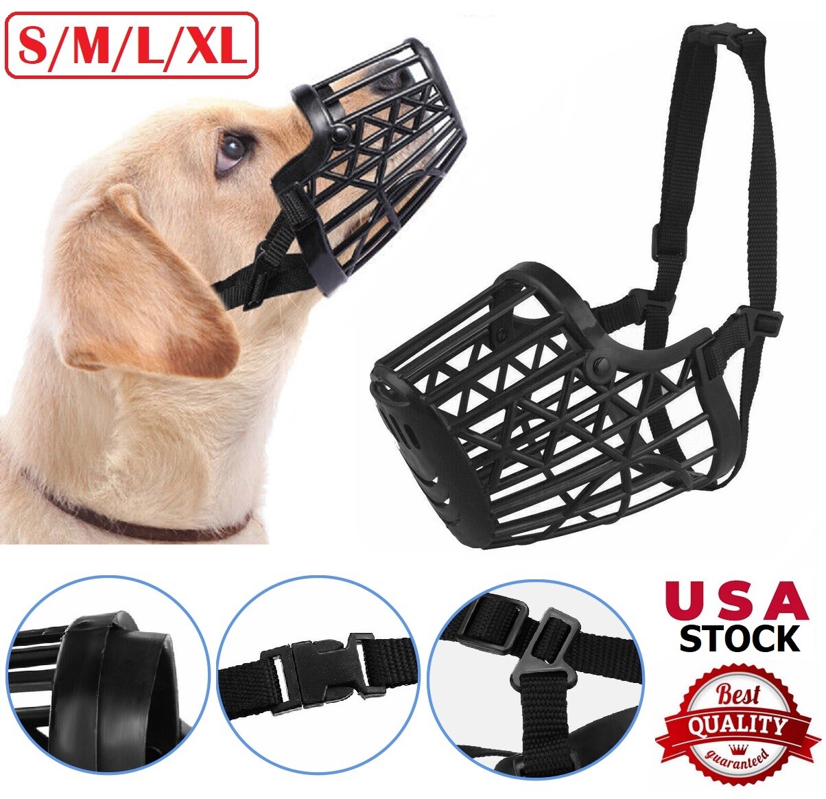 Dog Pet Basket Muzzle Mouth Cover Mesh Cage NoBarking Anti Bite Biting Chewing
