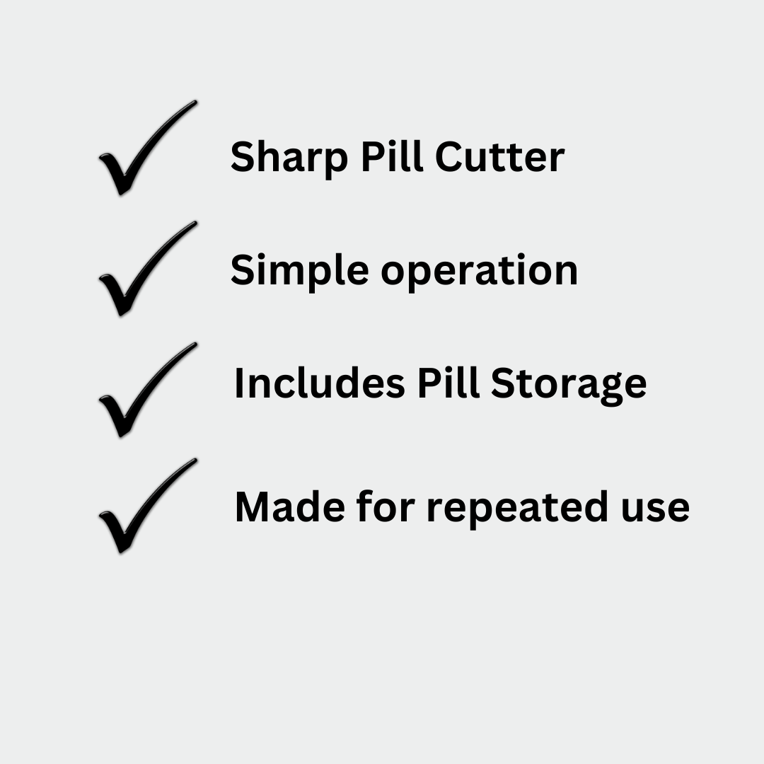 Pill Cutter Splitter with Stainless Steel Blade and Guard, Storage by easycare