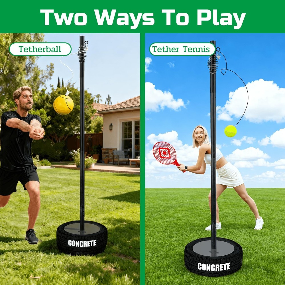 Tetherball Tennis&Tetherball Set,Tetherball Equipment with Pole for Backyard,...