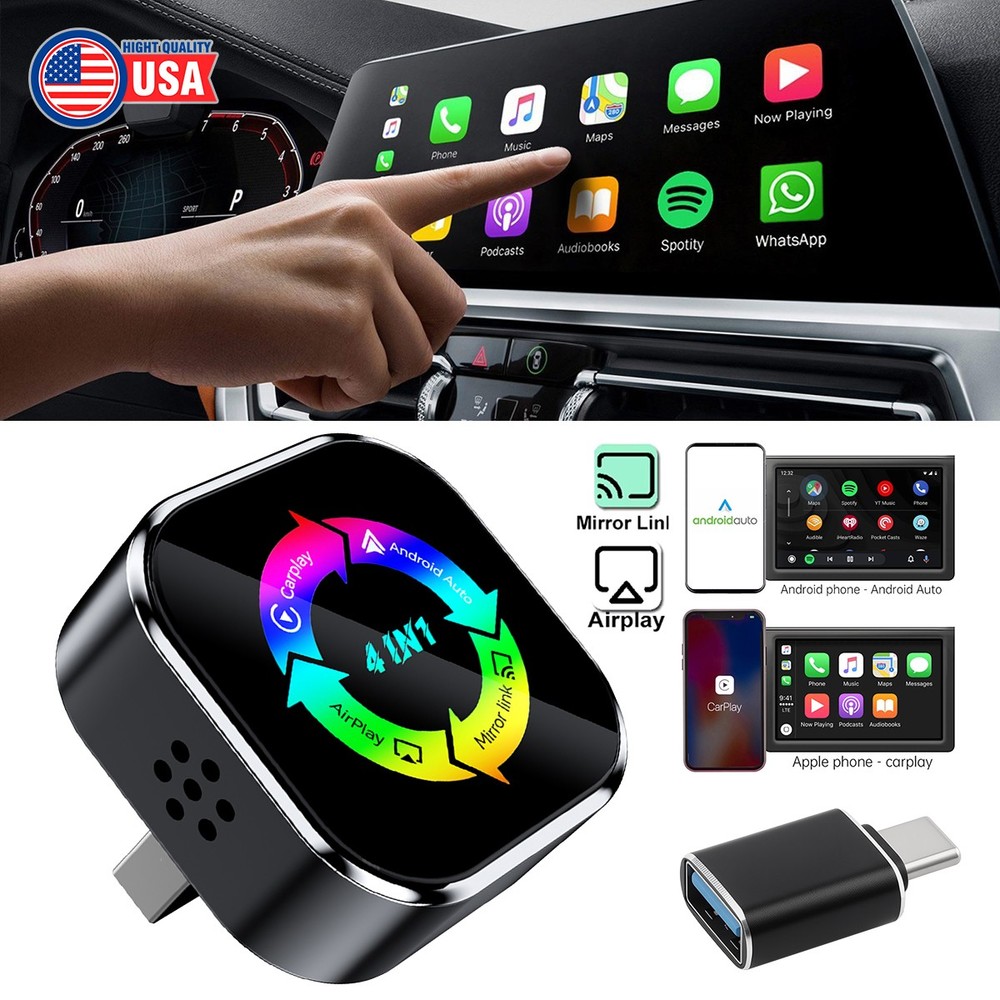 4-in-1 Wireless CarPlay Adapter & Android Auto Wireless Adapter, Plug & Play