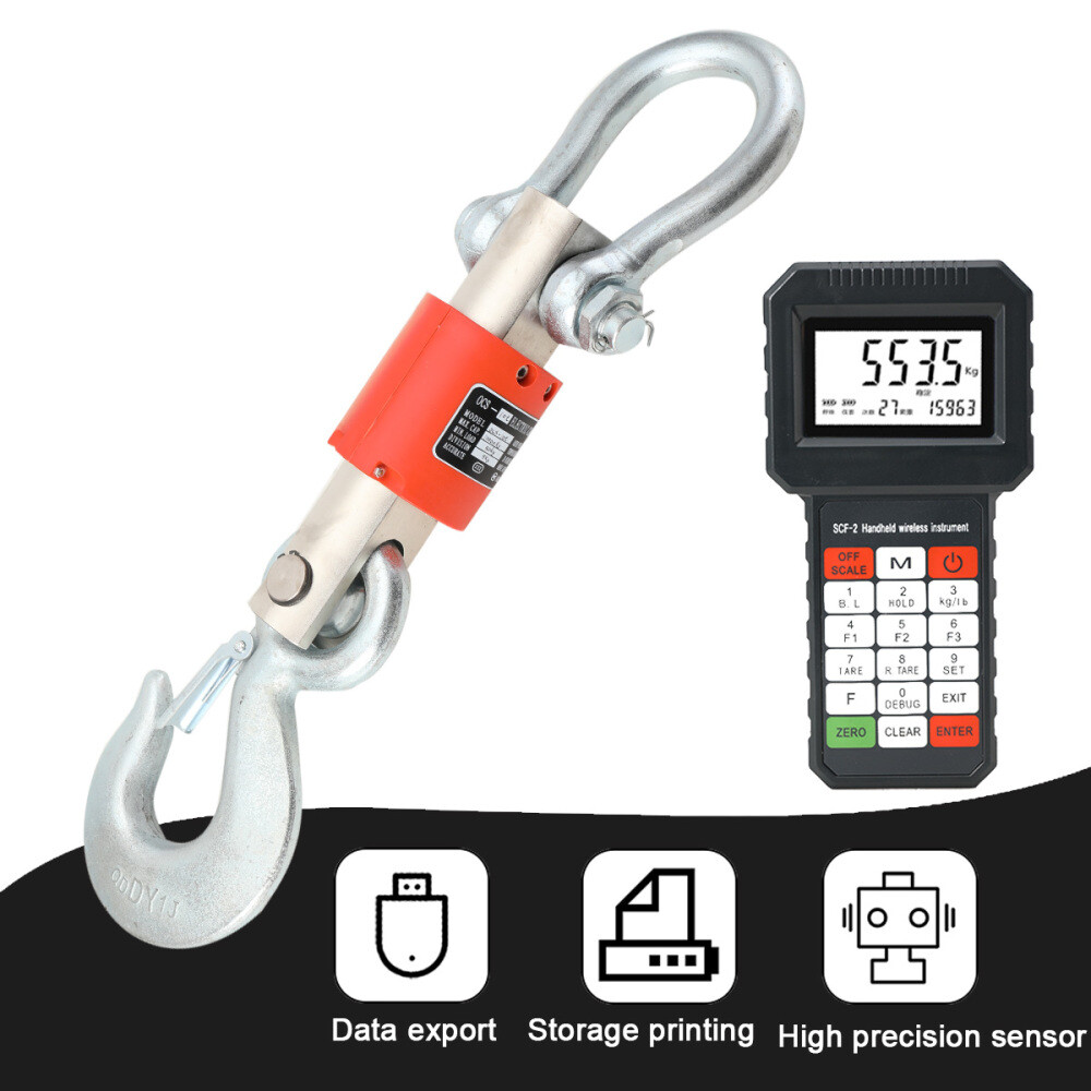 Wireless Remote Digital Electronic Hanging Crane Scale with Handheld Meter 10T