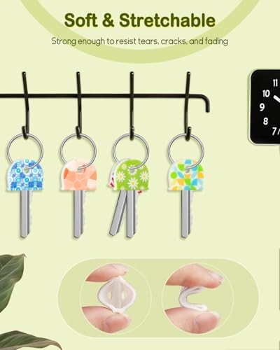 12 Pcs Key Covers Caps, 1" Key Identifiers with Labels, Printed Pattern
