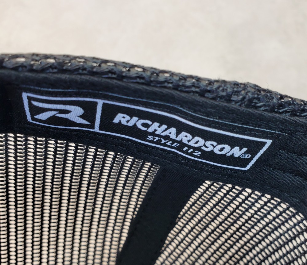 Snap-on Patch on Richardson 112 Trucker Hat Snapback Black/Black