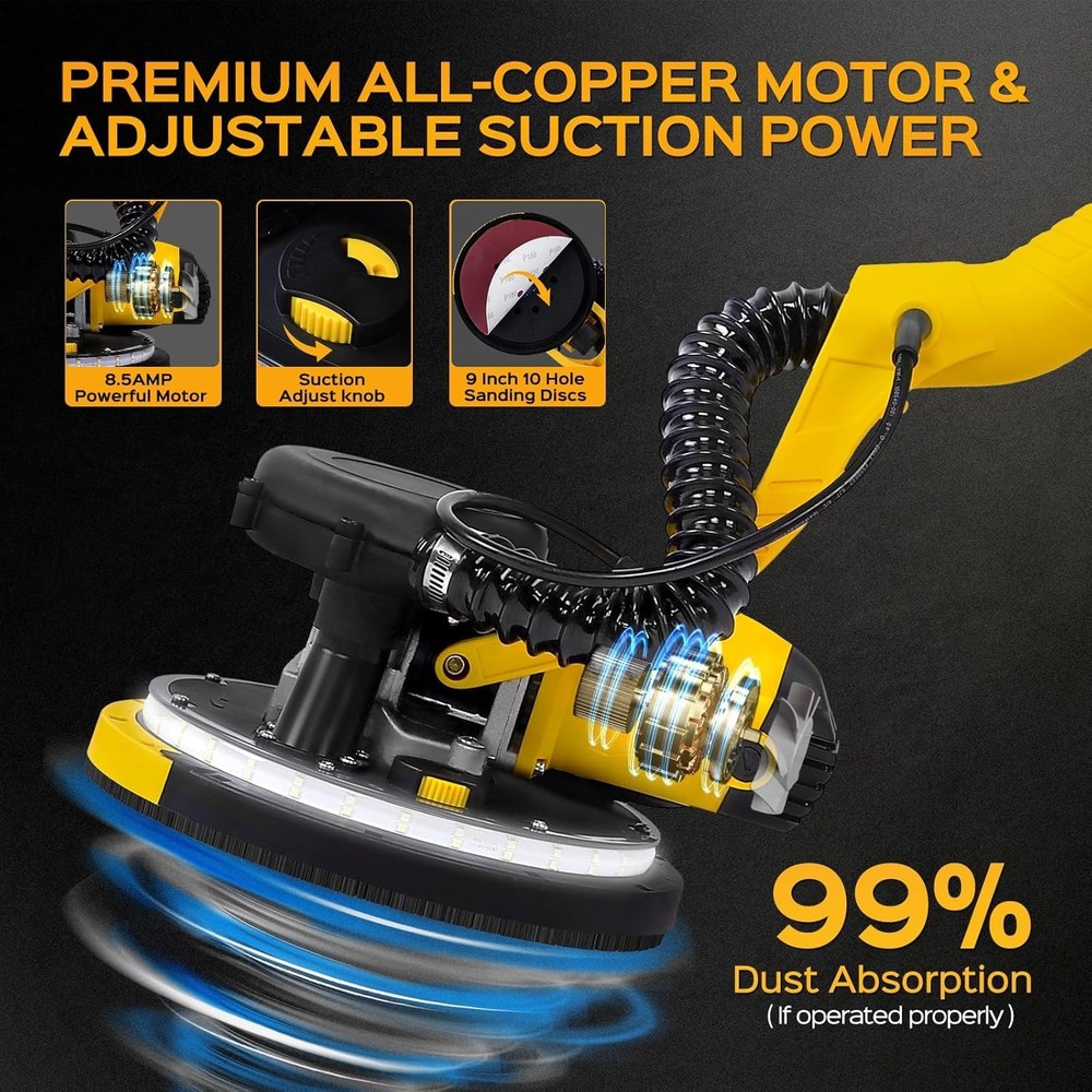 Drywall Sander Tool, 8.5 Amp Popcorn Ceiling Removal Tool with 7 Variable Spe...