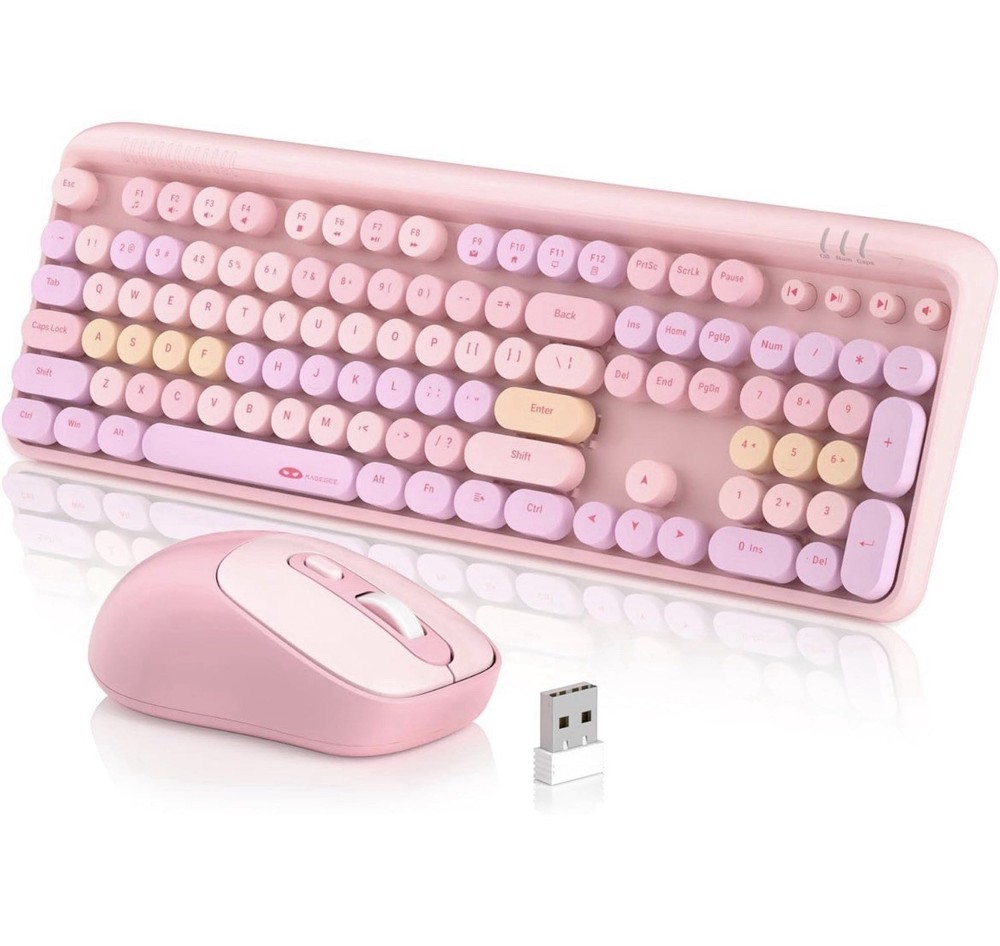 MageGee V920 Wireless Keyboard and Mouse Combo, 2.4G Full-Sized Retro Typewriter