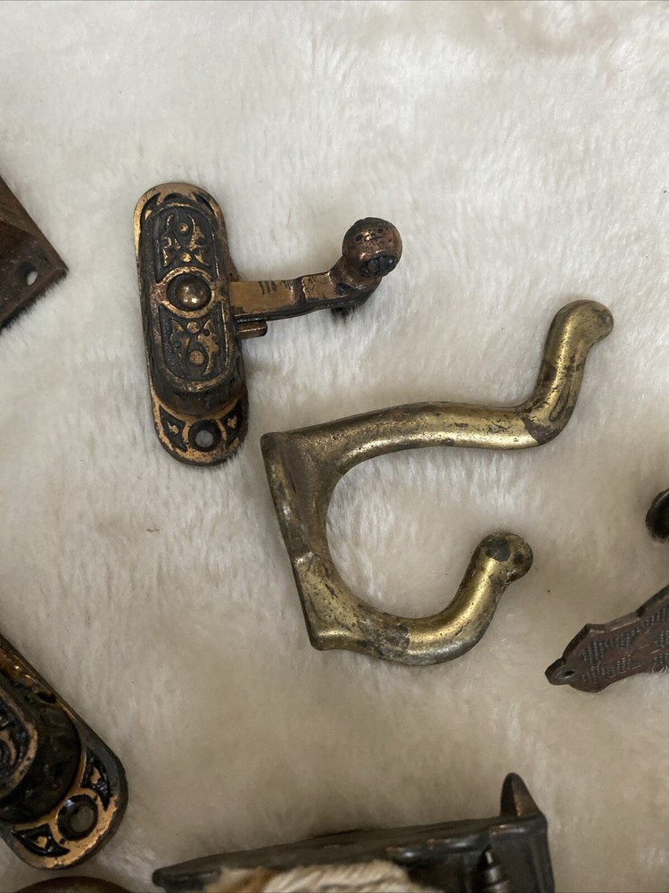 Antique Hardware Lot Pulls Latch Wheels Hook