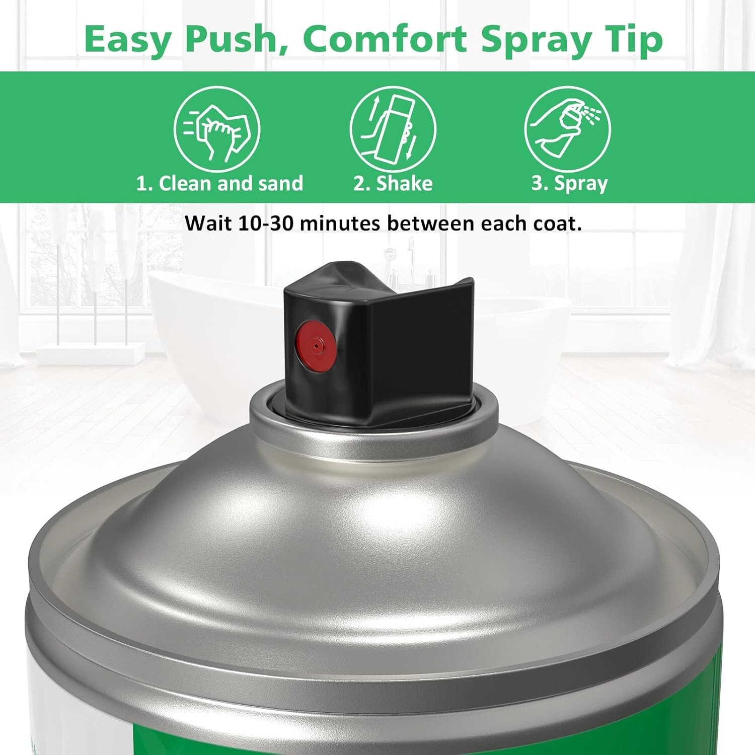 White Bathtub And Tile Refinishing Spray Paint Kit, 450Ml (2 Pack), Semi Gloss