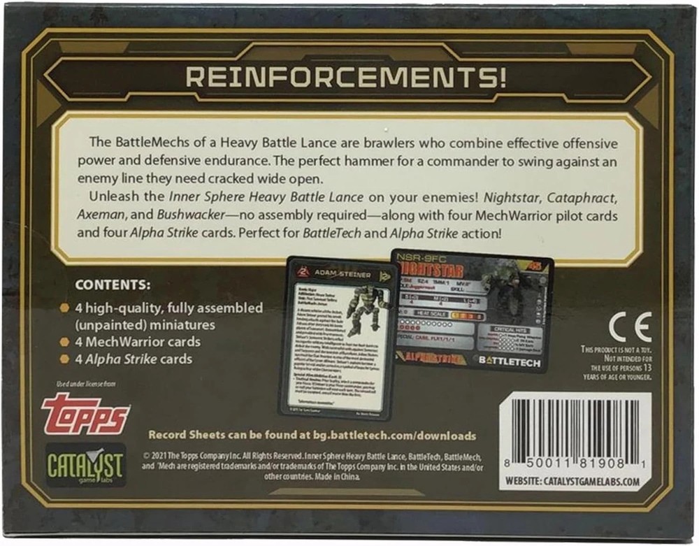 Battletech Grey Mini Pack: Inner Sphere Heavy Battle Lance