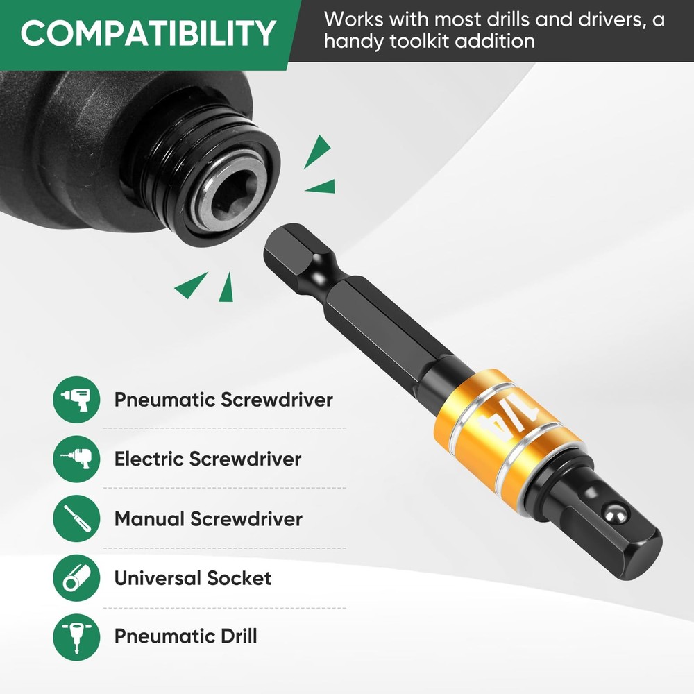 Pkuukme 3PCS Impact Socket Adapter Set - 1/4", 3/8", 1/2" Drill Socket...