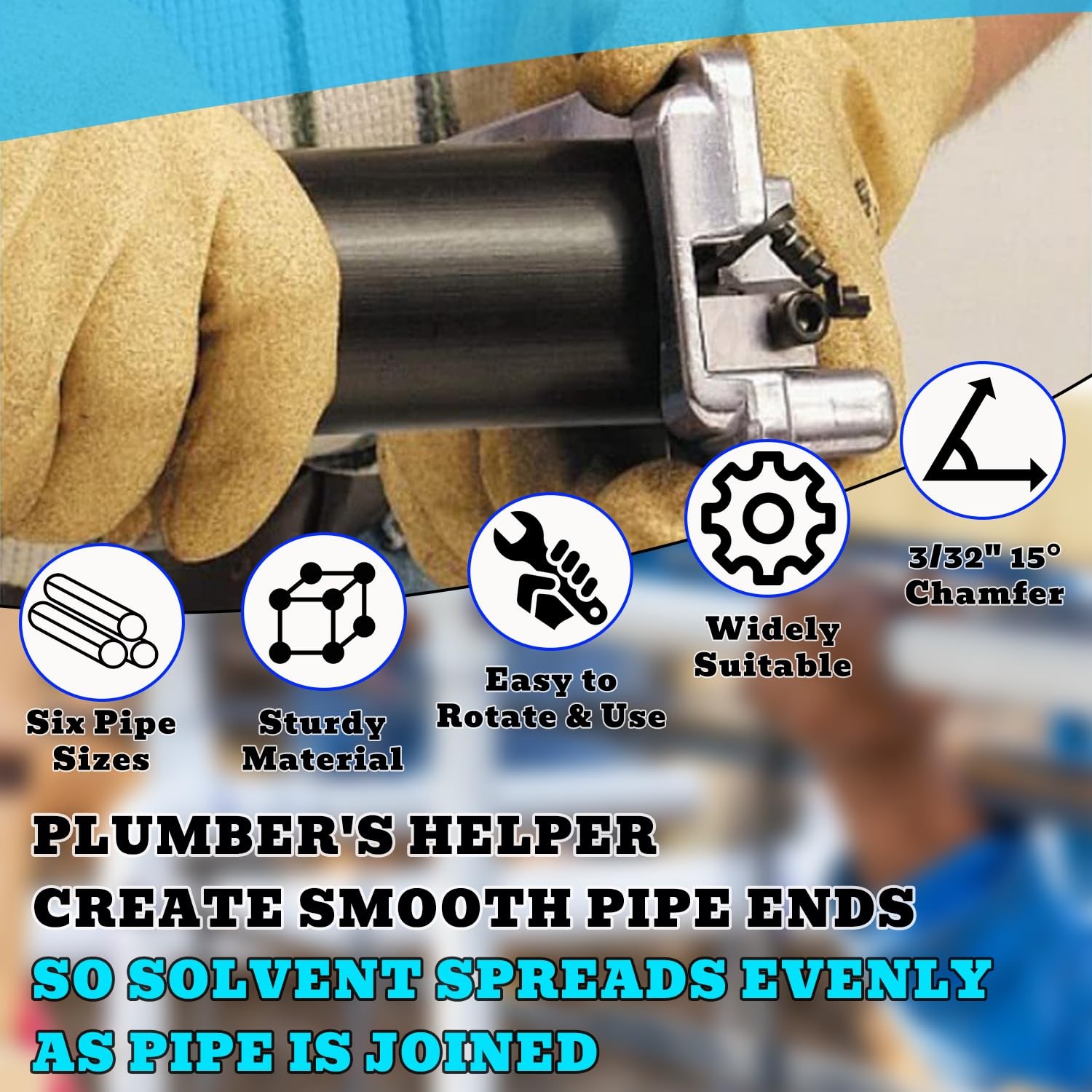 PVC Pipe Chamfer Tool Plastic Pipe Reamer Plumbing Deburr Reed Tool 1-1/4" to 4"