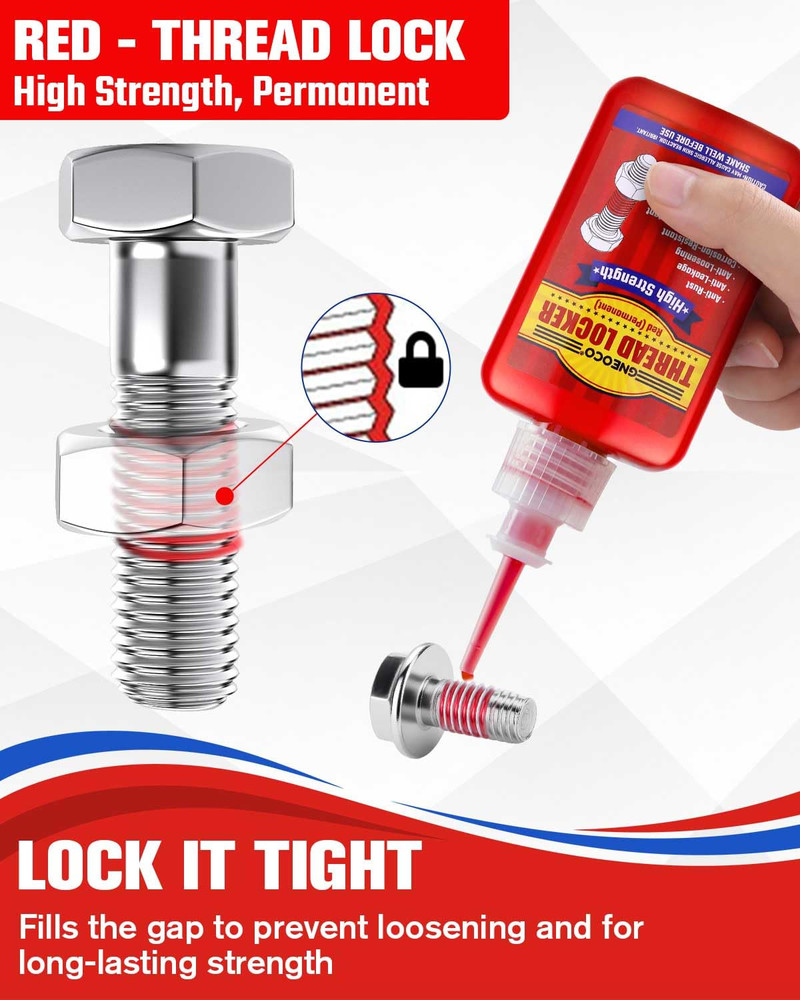 Thread Lock Red 1.69 Fl Oz/50 Ml, Threadlocker High Strength, Thread Locker for