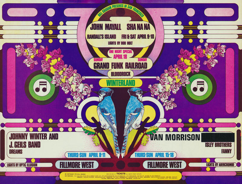 Randy Tuten 1971 John Mayall Van Morrison Isley Bros. Fillmore postcard BG276A