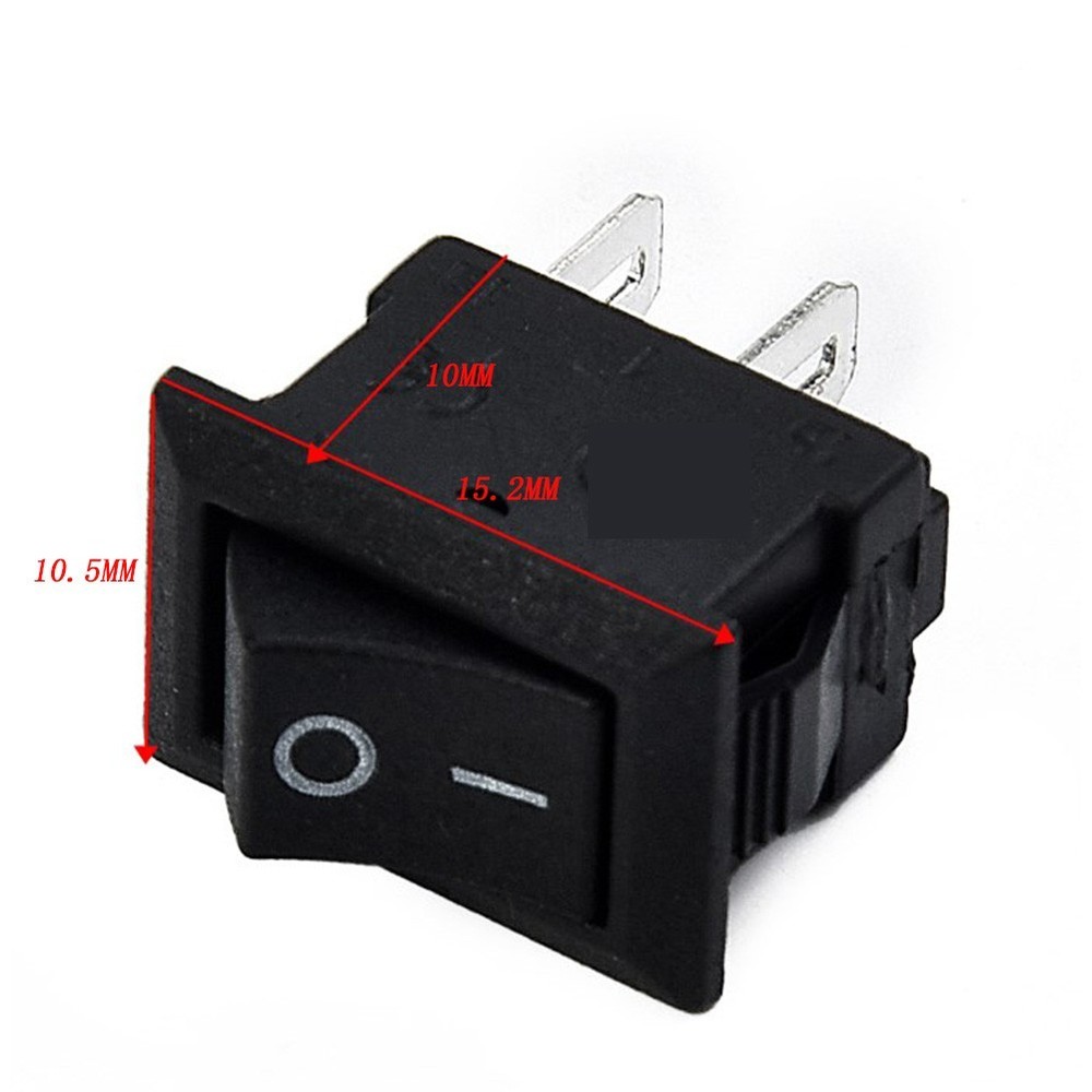 10pcs spst on/off switch mini black 2 plug toggle switch DC 12V 16A