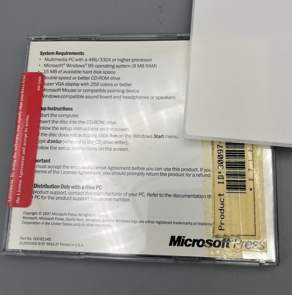 Microsoft Windows 95 USB Support CD-ROM + Product ID / Install Key