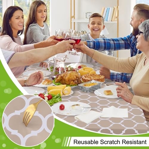 Rectangle Table Cloth, Waterproof Vinyl 70" x 52" (Rectangular) 1 Khaki