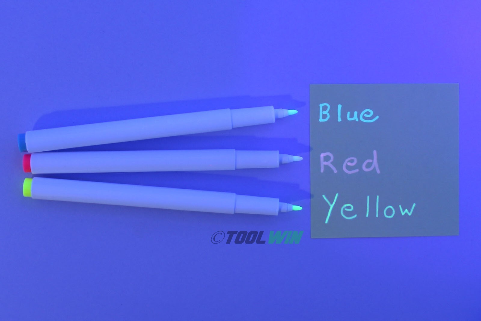 3 pc Invisible UV Ink Marker Pen Blue Red Yellow Black Light Reactive New