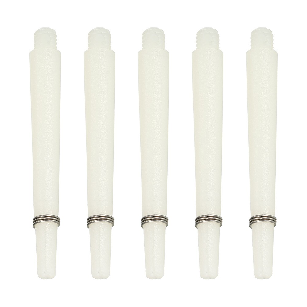 45mm Plastic Dart Shafts, 15 Pack Medium 2BA Thread Dart Stems, White