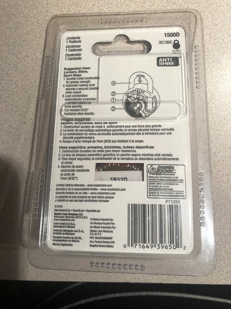 master lock combination lock new