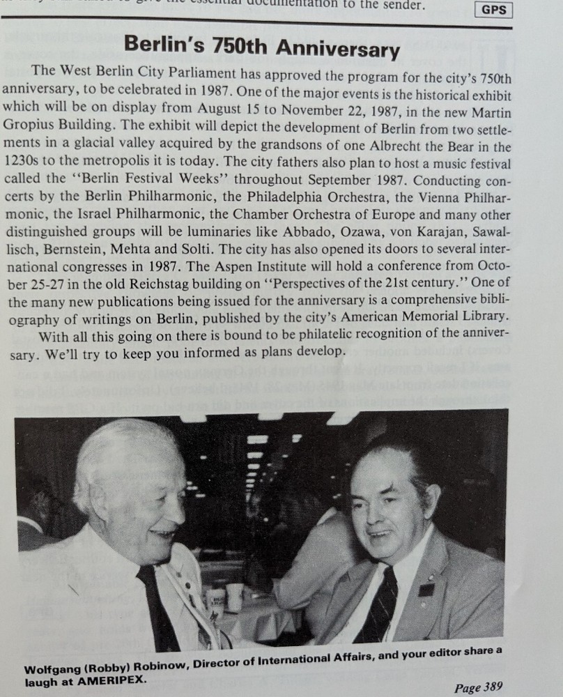 German Postal Specialist Oct 1986 German Registered Mail Berlin's 750th Anniver.