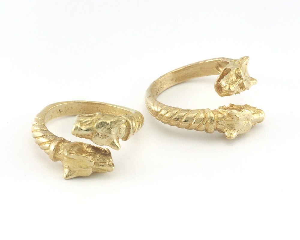 Dog Pitbull Head Ring Adjustable Ring Raw Brass OZ4015