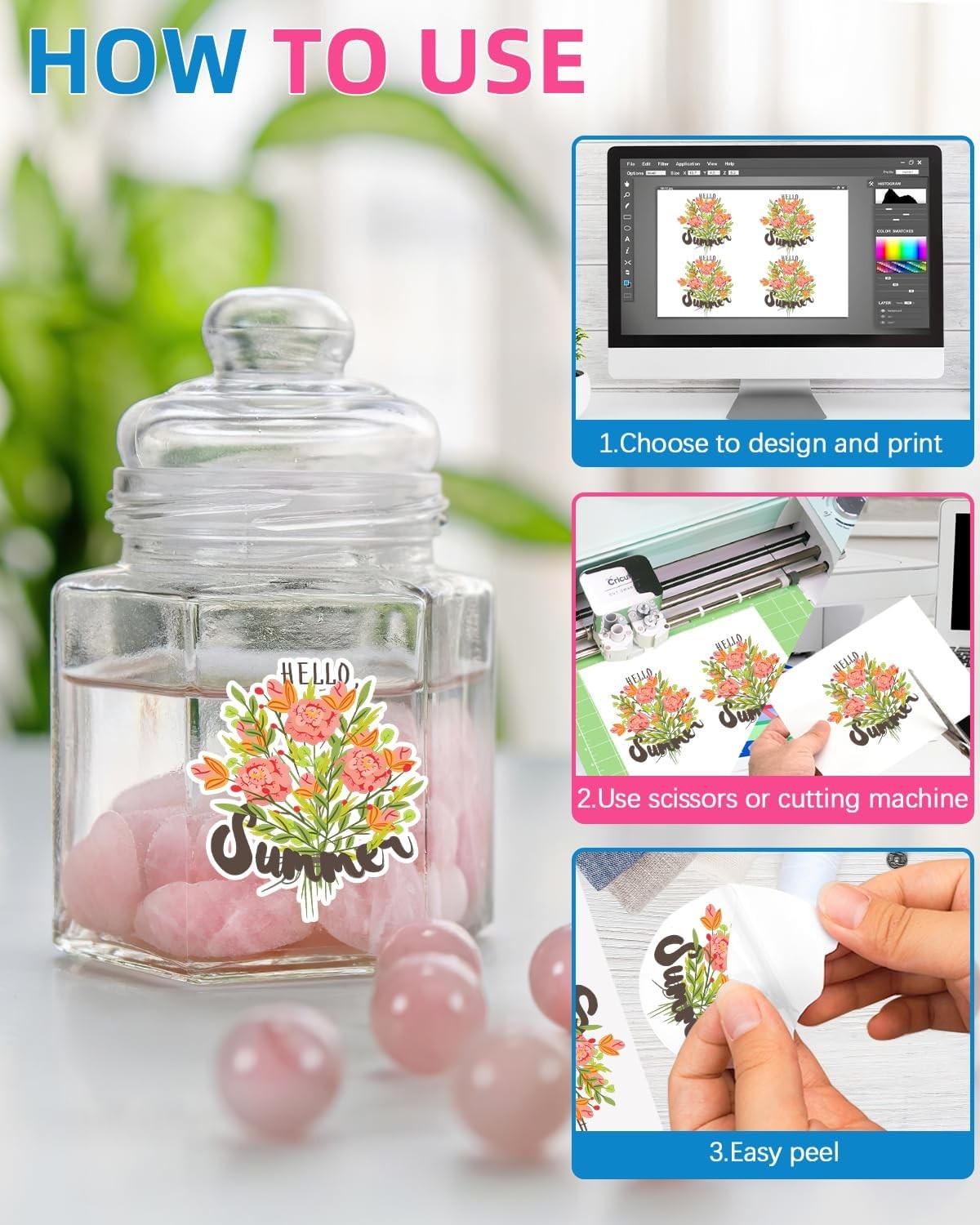 20 Printable Vinyl Sticker Paper 8.5x11 Glossy Waterproof Decal for Laser Inkjet