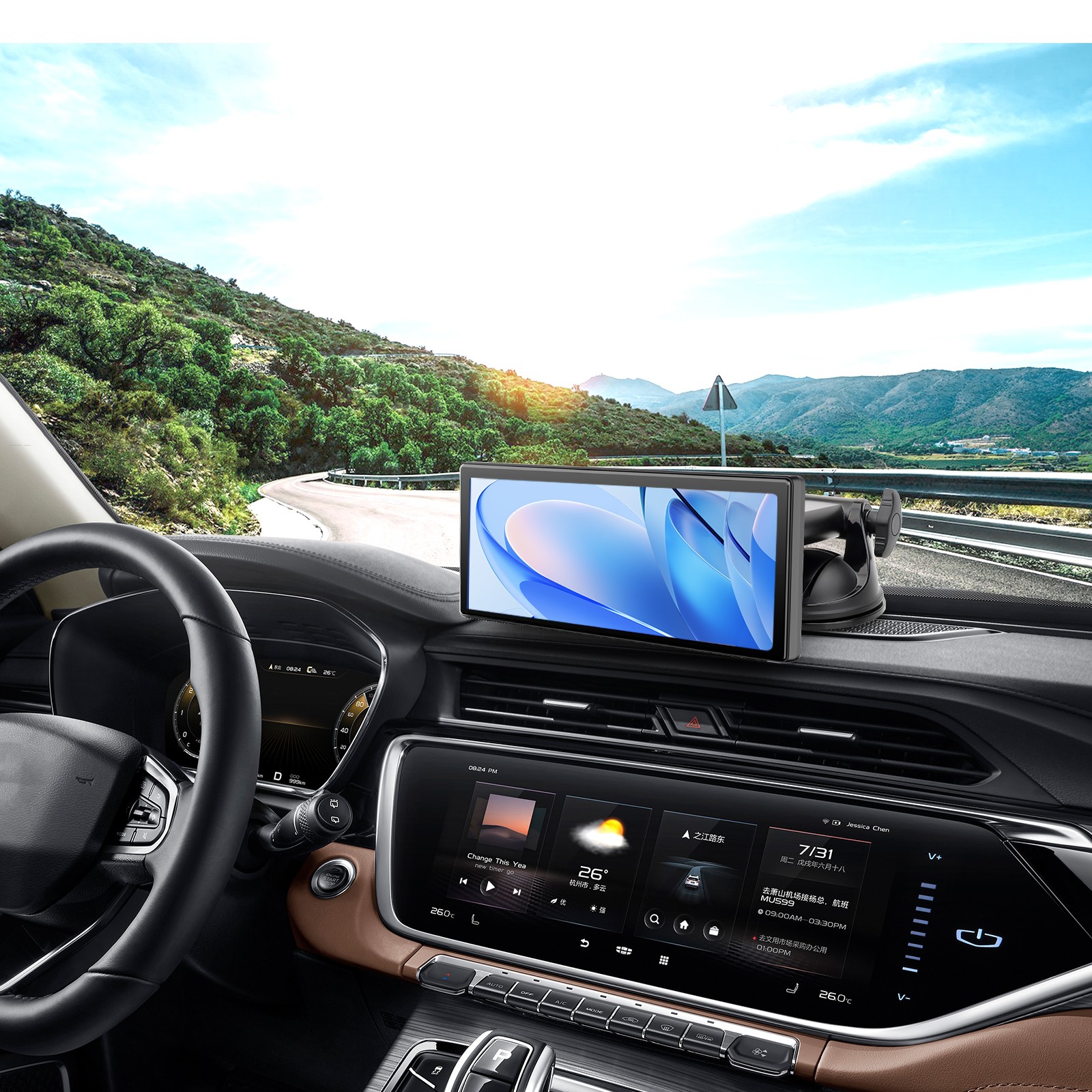 7-11"CarPlay Screen Holder 360° Rotation Dash & Windshield Monitor Display Mount