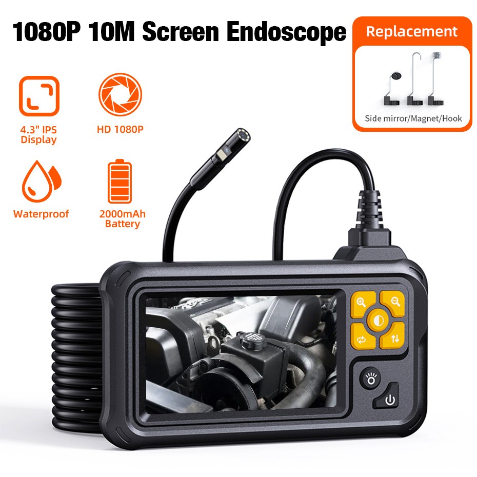 KERUI Endoscope Camera with Lights Dual Lens Borescope 32.8FT Cable 4.3" Screen