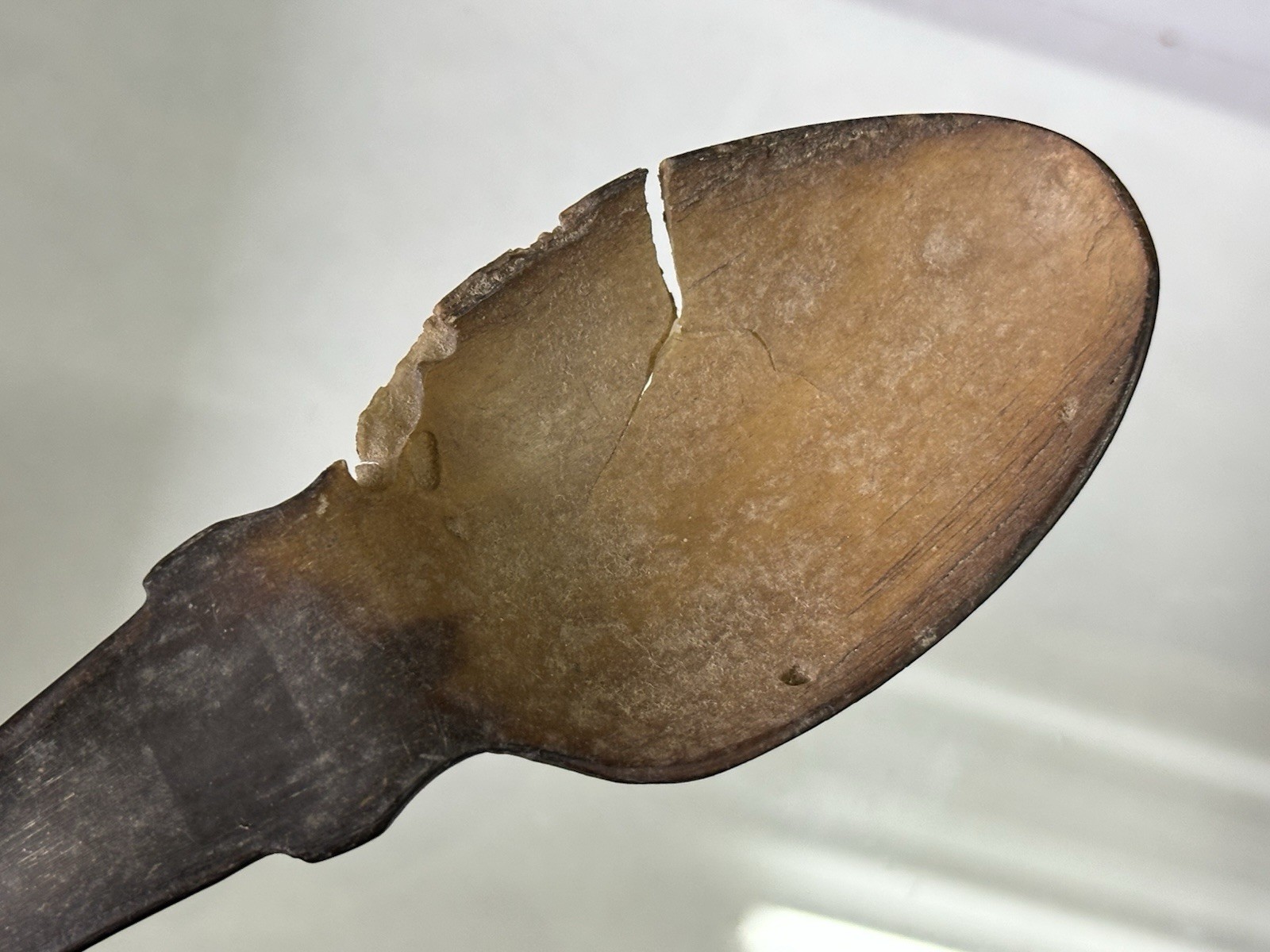 19th C Native American Plains Indian Sioux Carved Horn Spoon Scoop Ladle 10 1/4”