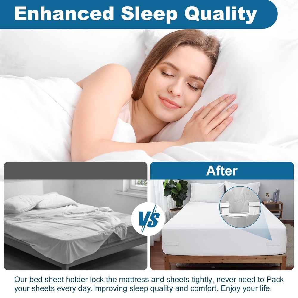 Bed Lock Sheet Holders Fit All Sheet Size, New Upgrade Sheet Straps Keep Sheets