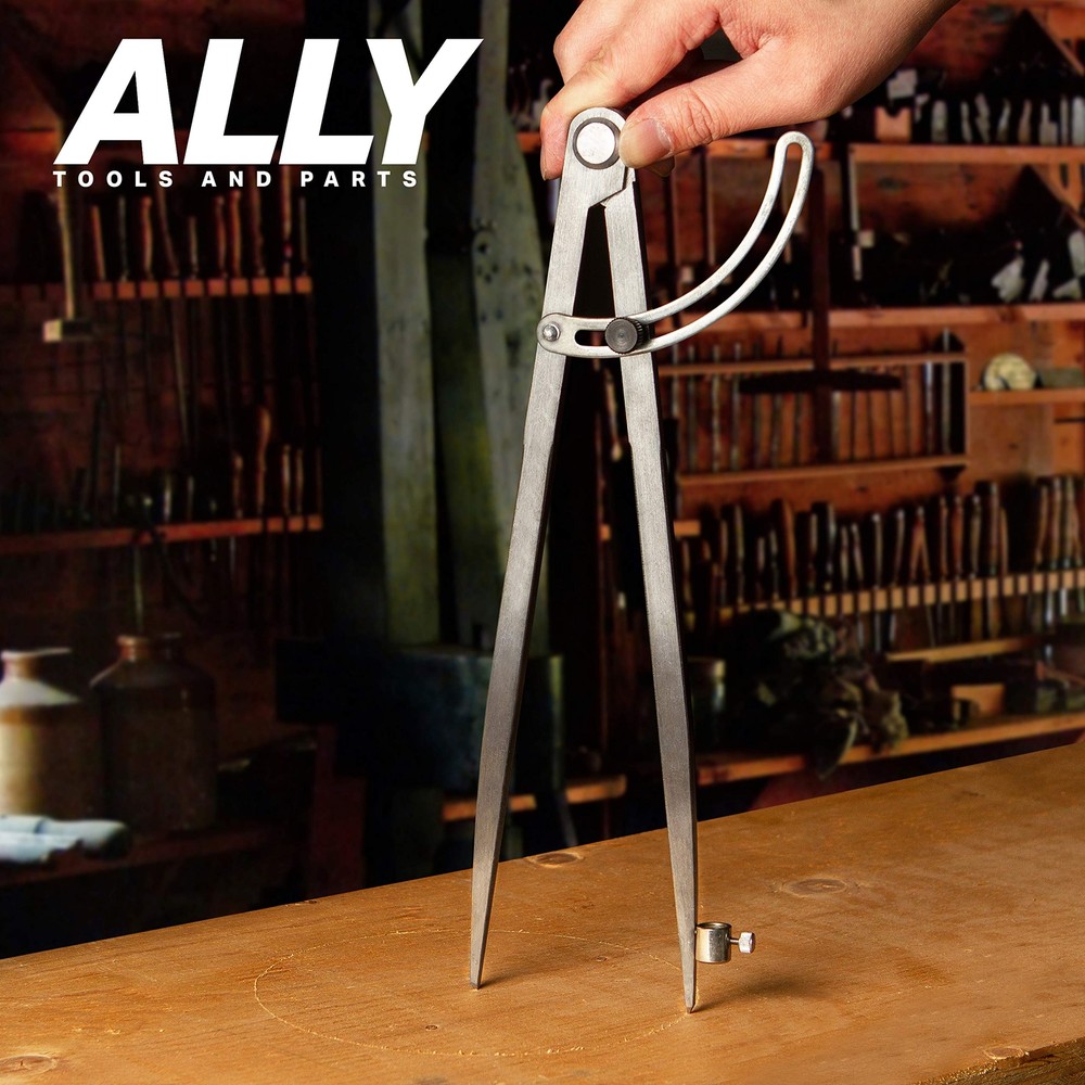 ALLY Tools 12 Inch Precision Locking Wing Divider/Woodworking Compass with Pe...