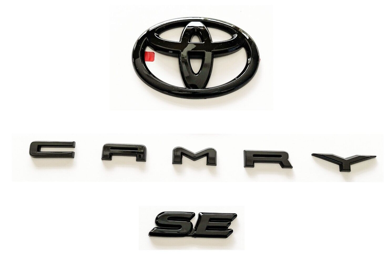 NEW 3PS 2018-2023 TOYOTA CAMRY SE Gloss Black EMBLEM OVERLAY KIT PT948-03191-02