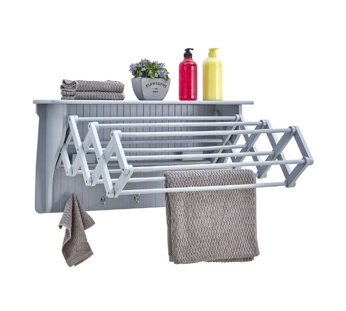 Drying Accordion Rack Cloth Retractable Wall Mounted Laundry Collapsible Space