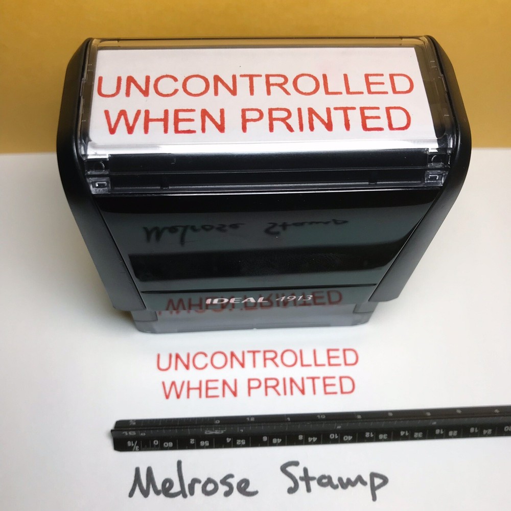 Uncontrolled When Printed Rubber Stamp Red Ink Self Inking Ideal 4913