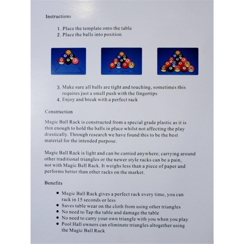 Magic Ball Rack Pro 8-Ball Billiard Setup Template | The Original