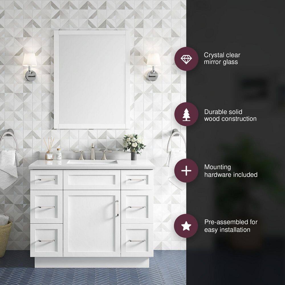 HDC Lincoln 22" W x 30" H Rectangular Framed Wall Mount Bathroom Vanity Mirror