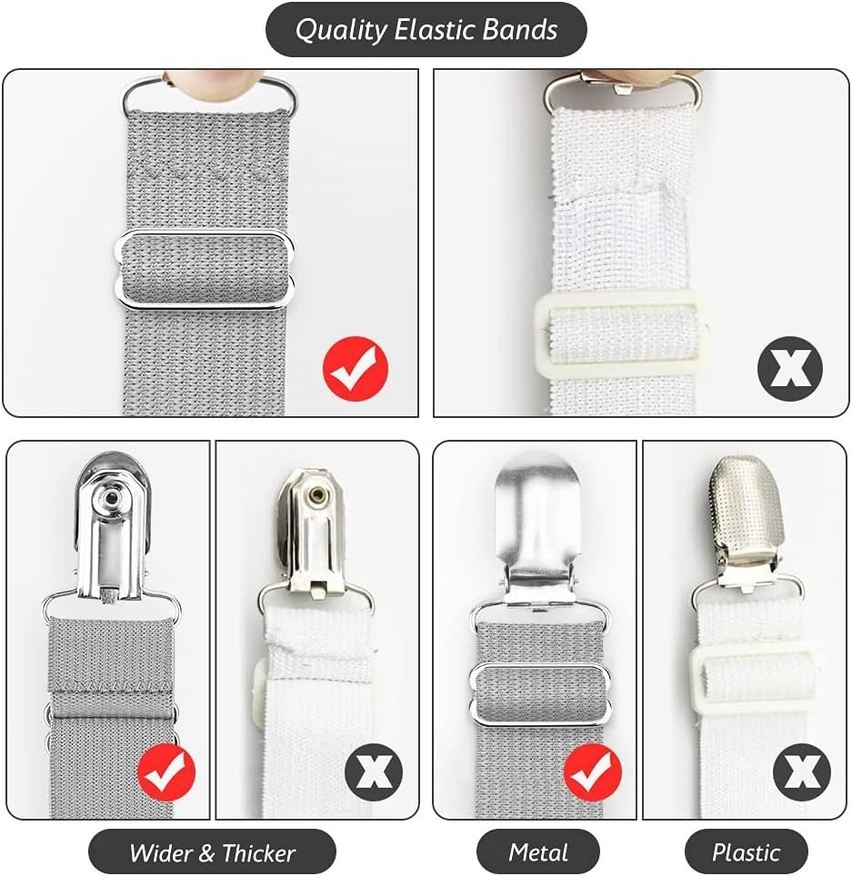 Bed Sheet Holders, 4 pcs Adjustable Fitted for Bed Corner, bedsheet Holder Cl...