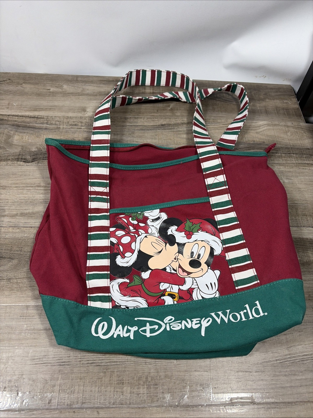 NWOT Disney World Disney Parks Christmas Mickey & Minnie Canvas Tote Bag 20x15