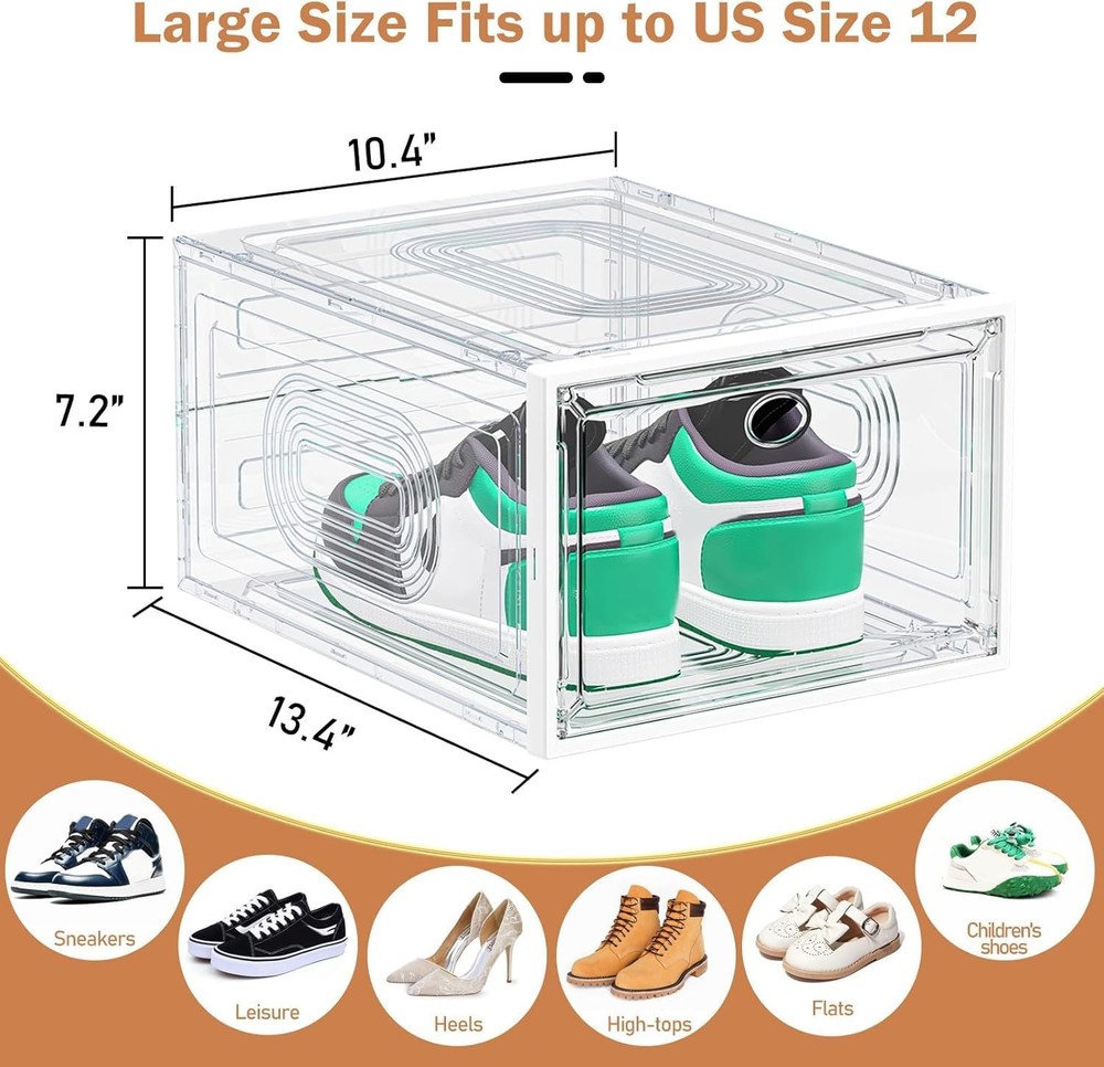 10 Pack Thicken Shoe Organizer Stackable,Upgraded Sturdy Shoe Storage Box wit...